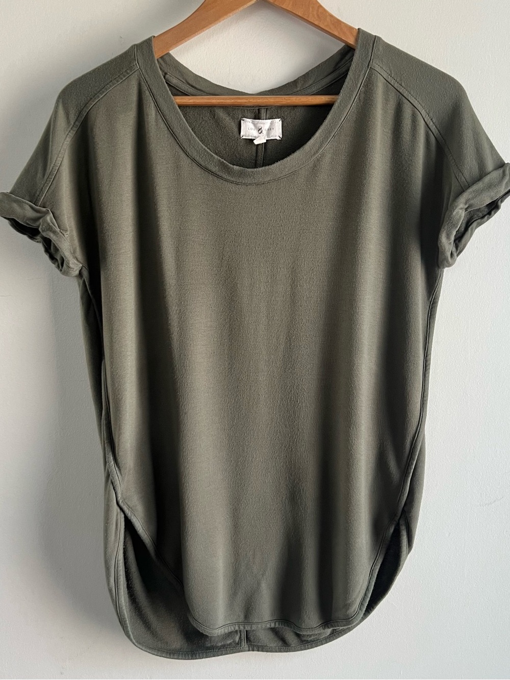 Lou & Grey Olive Green Short Sleeve Scoop Neck Top